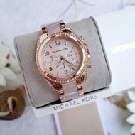 Guaranteed Original Michael Kors Blair Chronograph Rose Dial Rose Gold-tone and Acetate Women's Watch MK5943 With 1 Year Warranty For Mechanism
