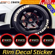【TRD】Universal 4pcs/set Car Tire Tread 3D Letter Stickers Motorcycle Car Wheel Tire Styling DIY Decoration Stick And Decals Wheel Label Toyota Vios Innova Fortuner Corolla Wigo Avanza Hilux Hiace Rav4 Revo Rush Camry FX FJ Logo Wheel Hub Sticker