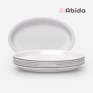 abida 1 lusin piring oval melamin 8 inch - piring saji lusinan po1614 - putih