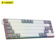 E-YOSO A68 MECHANICAL KEYBOARD 68 WHITE GREY KEYCAPS, WHITE CASE - Red Shaft Switch