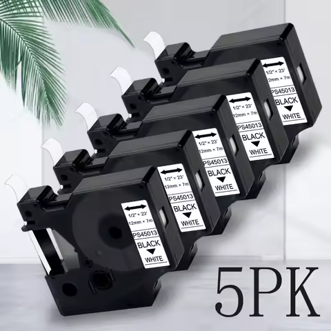 3/5PK Dymo D1 Label Tape 45013 for Dymo Label Maker Refills D1 45013 Black on White Compatible with 