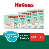 [Carton] HUGGIES Breathable Air Soft Diapers - Tape × 4 (NB68s / S58s / M52s / L44s / XL38s)
