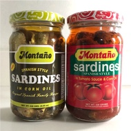 【Ready Stock】♤☒MONTAÑO Spanish Style Sardines in corn oil/tomato sauce and cornoil 228g