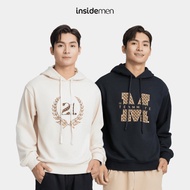 Áo hoodie form rộng M Insidemen mũ 2 lớp tay phồng chất nỉ da cá in hình trước ngực basic IDH003W3