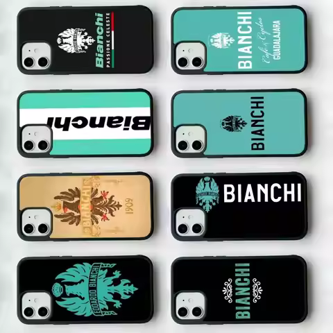 Luxury B-Bianchi Logo Phone Case For iPhone 16 Pro Max 15 14 Plus 14 13 12 11 17 PC+TPU Cases Back C
