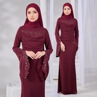 HIJABISTAHUB SABRENA DRESS Muslimah plain chiffon drape long dress bridesmaid tunang dinner elegant