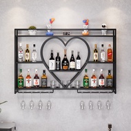 Wall Wine Rack Bar Wall-Mounted Wine Rack Wine Cabinet Iron Art Household Display Rack Bar Restauran