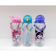 Socute Kuromi Cinnamoroll School 550 ML Botol Air Minum Kanak ada Straw Kids bottle Water Straw Bpa 