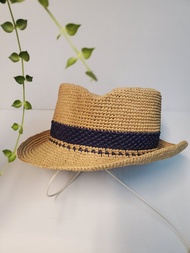 大頭圍尺寸遮陽帽草帽男士帽紳士帽情侶帽手工勾針鉤針編織帽