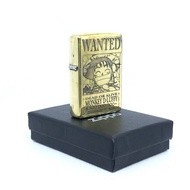 COD Bosku !!! Mancis Korek ZIPO ZIPO Gold Motif One Piece Luffy Wanted Gold Grafir Premium zippo