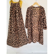 LEOPART BALI STRAP DRESS AND BLAZER SET LINEN SET WOMAN