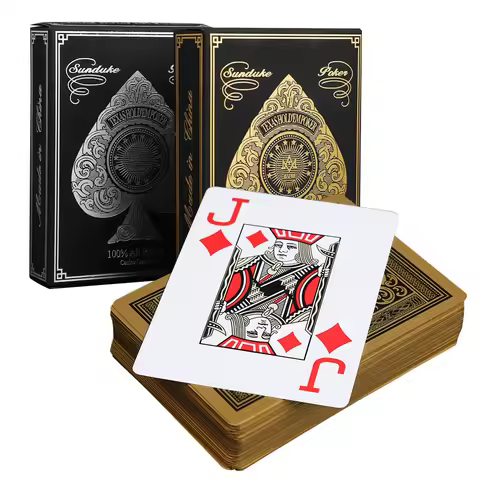 Playing Card Game Standard Index Gold/Silver Edge Playing Cards Large Character PVC Texas Hold'em Ta