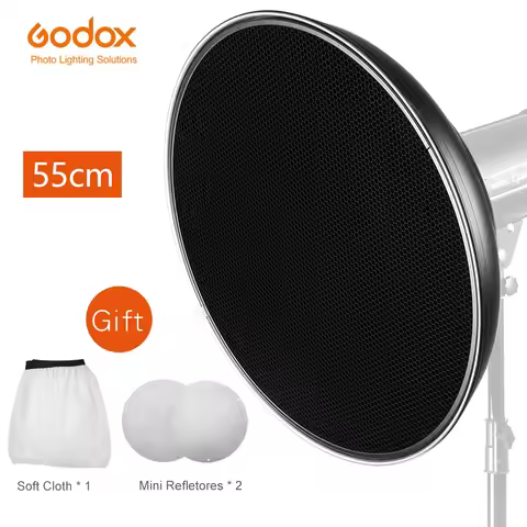 55cm 22" Bowens Mount Studio Silver Waved Beauty Dish+Honeycomb Grid with Soft Cloth for Studio Flas