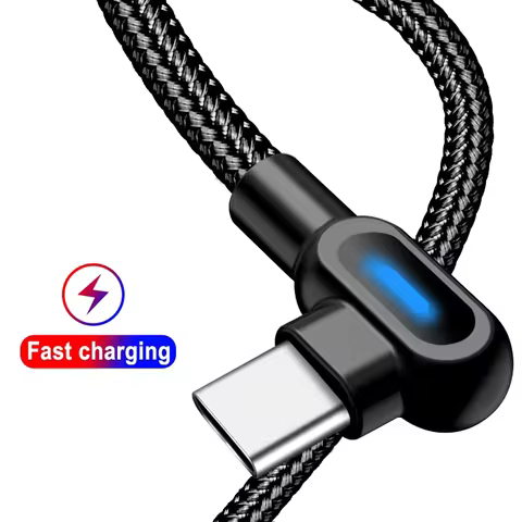 90 Degree USB Type C Cable Fast Charging USB C Data Cable For Samsung S8 S9 S10 Xiaomi Mobile Phone 