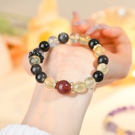 Natural Citrine Silver Obsidian Strawberry Bracelet Fashion New String View Area Jewelry
