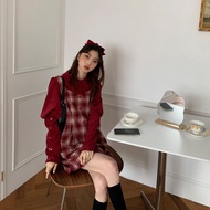 Women's Plaid Velvet Dress 3388