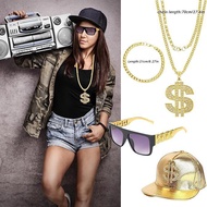 Hip Hop Dollar Necklace Exaggerated Punk Local Tyrant Exaggerated Dress Up Glasses Dollar Hat Set