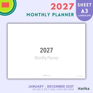 Monthly Planner 2027 | A3 | Sheet Calendar/