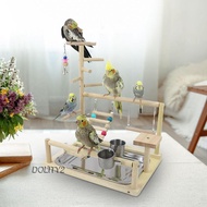 [Dolity2] Wooden Bird Playground Parrots Play Stand Parakeet Feeding Cups Bird Perch Play Birds Parr