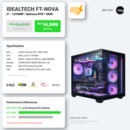 IDEALTECH FT-NOVA PC PACKAGE WITH NVIDIA RTX4090 24GB ( INTEL CORE I7 - 14700KF / 32GB RAM / 500GB N
