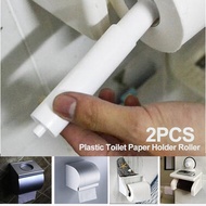 Duoduo Store กระดาษชำระสำหรับห้องน้ำที่ยึดกระดาษเสริมพลาสติก2ชิ้น,ที่วางลูกกลิ้งเปลี่ยนสปริงโหลดสำหรับห้องน้ำห้องน้ำห้องน้ำสีขาว