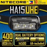 Nitecore HA15 UHE Headlamp - 400 Lumens - AA Battery - Dual Power Option - Ultra Lightweight - IP66