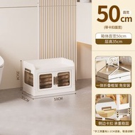 折疊收納櫃 免安裝大容量兒童衣櫃 雙開門雜物儲物櫃 簡約帶輪收納箱（平行進口）（快遞送貨上門）