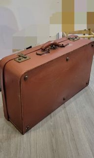 2手收藏品古董復古真皮手提行李箱(棕色)