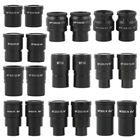 2PCS Microscope Auxiliary Eyepiece WF5X WF10X WF15X WF20X WF25X WF30X Wild Field For Stereo Binocula