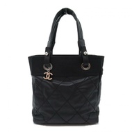 【日本直送】 CHANEL CHANEL Paris Biarritz 手提包 PM 包包 手包 托特包 帆布 塗層帆布 黑色 銀色五金
