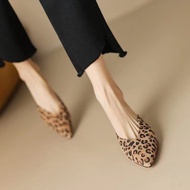 Leopard Print Mid-heel Slip-On Shoes with Free Local Delivery - Stylish Women's Choice