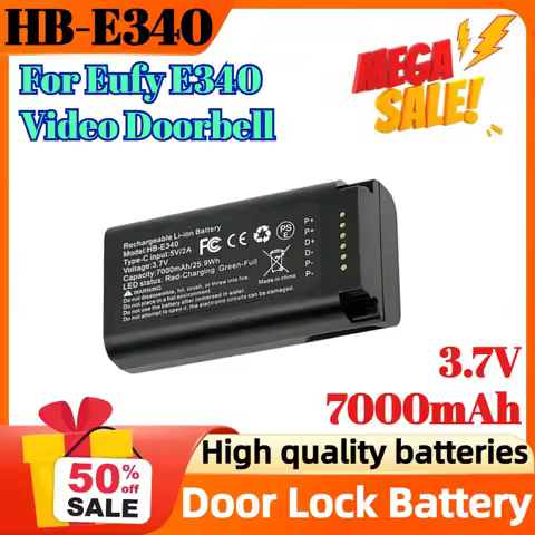 HB-E340 3.7V 7000mAh Door Lock Battery for Eufy E340 Video Doorbell Rechargeable Lithium-ion Battery