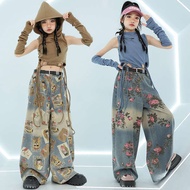 Sweet Cool Jazz Dance Catwalk Girl Jazz Dance Costume Dune Wasteland Style Retro Jeans Girl Group Da