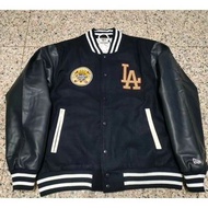 NEW ERA LA DODGERS 道奇隊 棒球外套 皮革袖 夾克 嘻哈 饒舌 尺寸M~XXL
