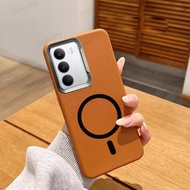 Back Cover With Magnetic Sticker For Realme C75 4G 5G / C73 4G 5G Leather Patterned For Realme14X / 