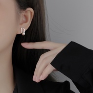 [Best Gift] S999 sterling silver letter D earrings, INS light luxury style women's round earrings,si