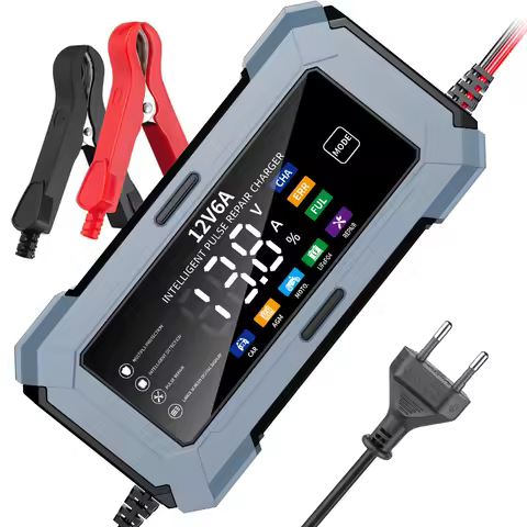 6A 12V Intelligent Car Battery Charger, LCD Display, Car Motorcycle lead-acid, AGM, EFB, GEL,battery