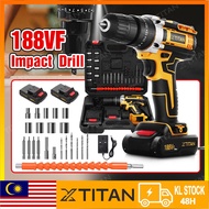 【Stock in KL】XTITAN 188VF 2Battery Cordless Impact Drill 2Speed Screwdriver 3Mode Electric Drill Set