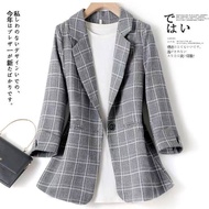 Lomogi【blazer/suit】plaid Blazer New Slim Fit Fashion Casual Women S Suit Top