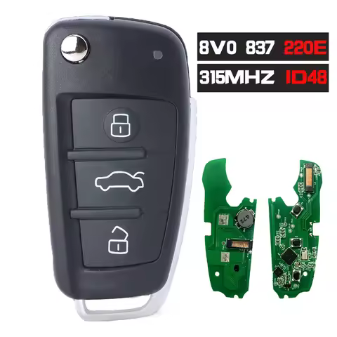 KEYECU 8V0 837 220 E / 8V0837220E Smart Key Keyless Flip Remote Fob 315MHz ID48 Chip for Audi A3 S3 