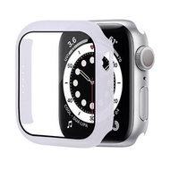 {包郵, 360°貼套2合1}iWatch 7 Case with Tempered Glass Screen Protector for Apple Watch Series 7 45mm Slim Guard Bumper Full Coverage Hard PC Protective Cover HD Ultra-Thin Cover for iWatch 45mm Accessories, Clear White Free Shipping 蘋果手錶7代360度全保護貼保護套 米透色