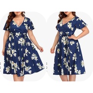 ssfashion 2988 fashion floral dress v-nick plus size for women fit to xl