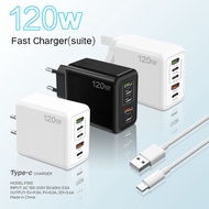 120W mobile phone fast  charger Type-C European, American, and British standard PD+USB multi port adapter tablet charger