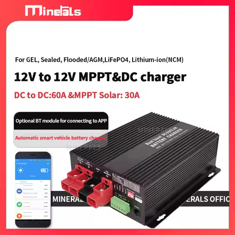 BOOSTER DC to DC 60a MPPT Solar 30a DC-DC Charger and MPPT Controller Dual Input NTC LCD APP Smart V