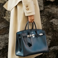 🧥HERMES愛馬仕BirKin35黑銀Togo皮機場包附鎖具💎