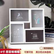 Print Photo Frame Creative Four-Grid Black and White High-End Feel6Photo Wall Hanging4r Adjustable T