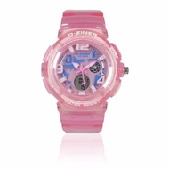 D-ZINER DZ-8127 Resin Dual Time Unisex Sports Analog Digital Watch WR10BAR (Silver/Black)