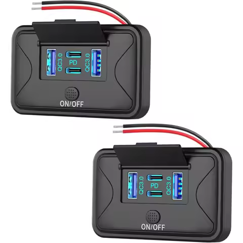 4-Port USB Outlet Wall Mount with 78W Fast Charging, Dual PD & QC3.0 for Bus RV Truck Marine Golf Ca