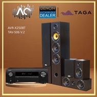 Denon AVR-X250BT AV Receiver + Taga Harmony TAV-506 V.2 Speaker 5.0 Set (Black)