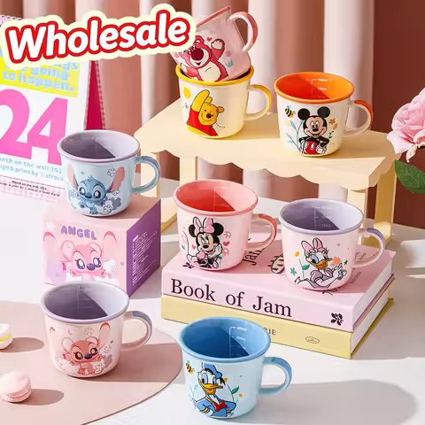 Disney Cute Cartoon Ceramic Mug Stitch Angel Mickey Minnie Winnie Pooh Lotso Donald Duck Daisy Milk 